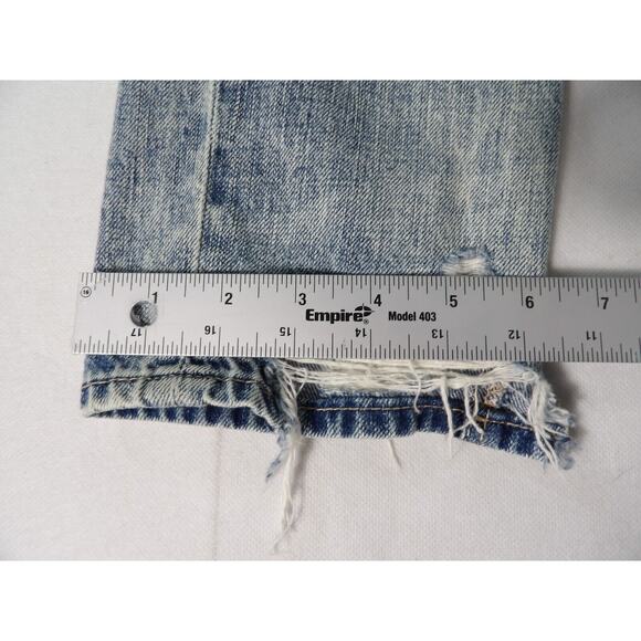 American Eagle Hi Rise Tom Boy Sz 4 Jeans Lace Light Wash Eyelet Y2K Distressed - Picture 7 of 16
